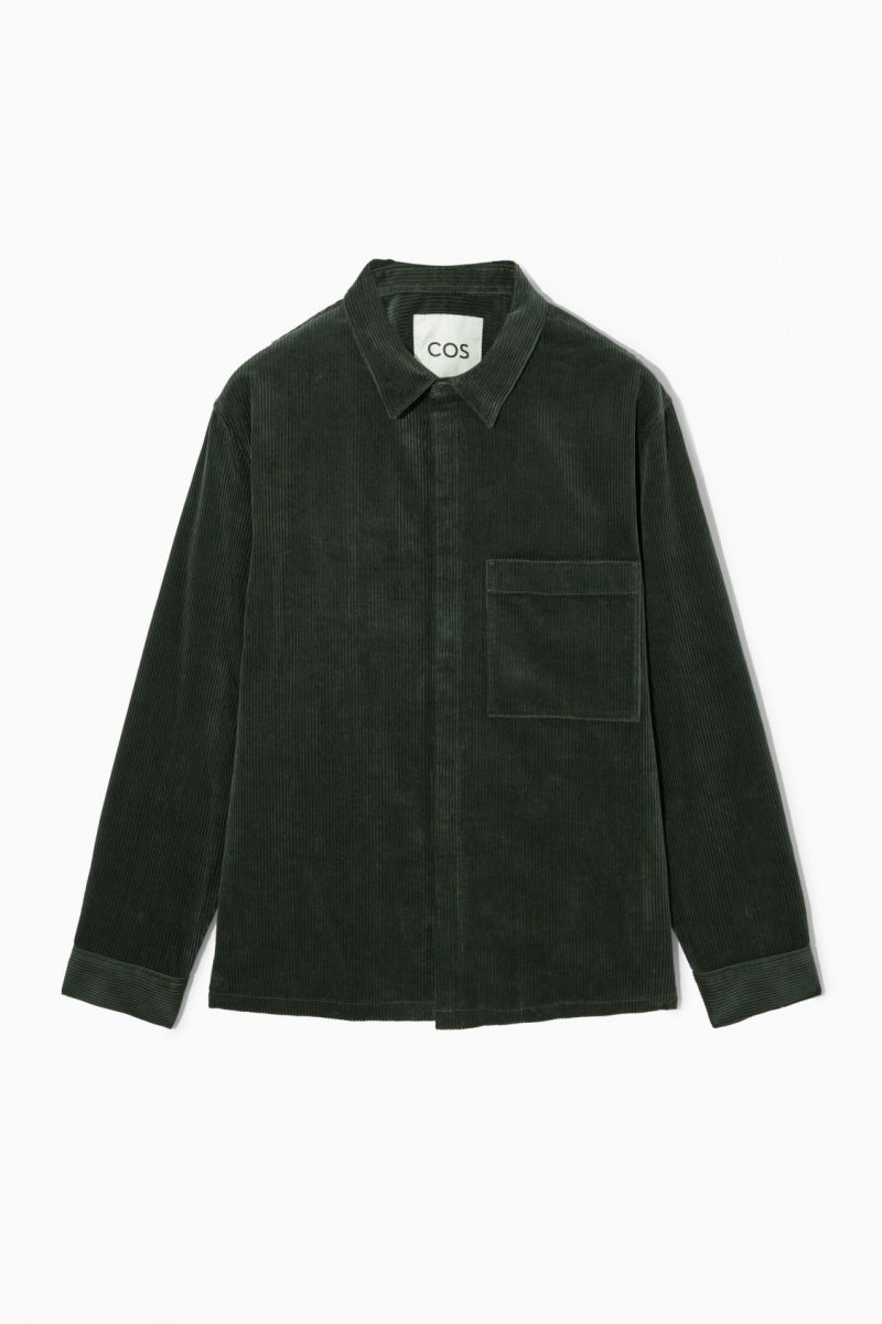 Pánské Košile COS Utility-Style Corduroy Overshirt Tmavě Zelene | RSPV-25394