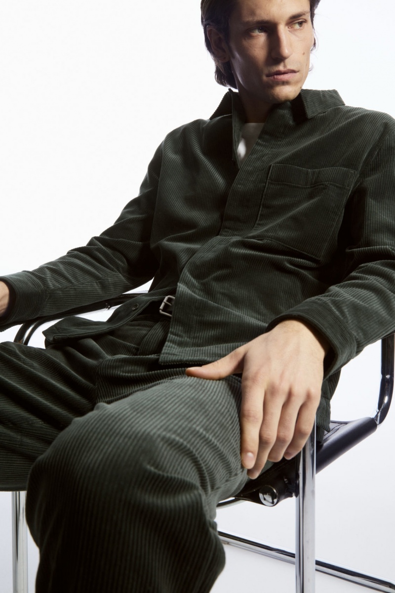 Pánské Košile COS Utility-Style Corduroy Overshirt Tmavě Zelene | RSPV-25394