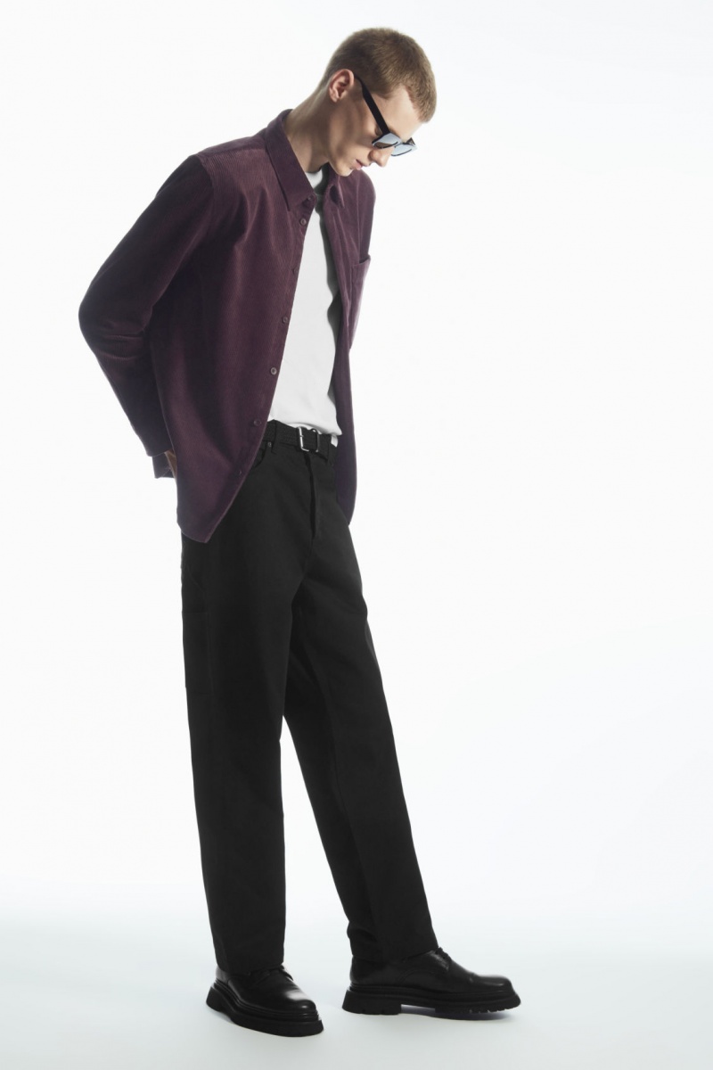 Pánské Košile COS Utility-Style Corduroy Overshirt Fialové | YXEM-16457