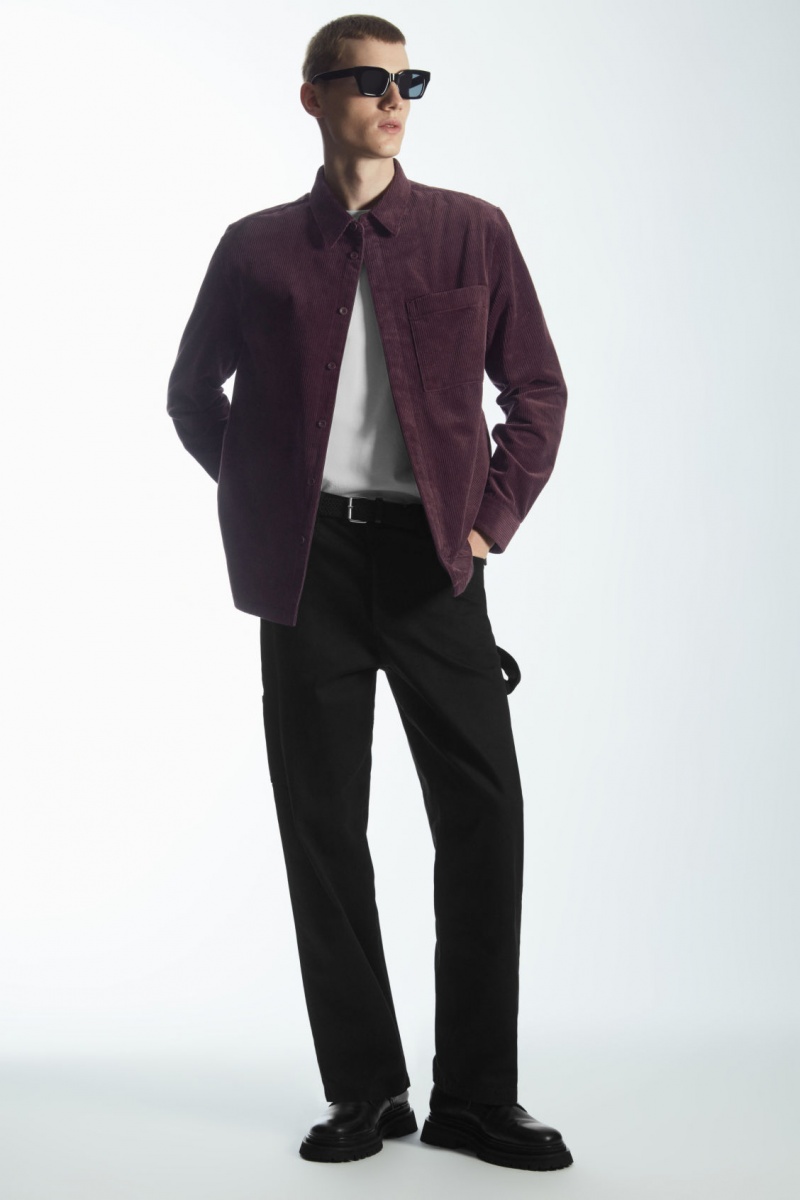 Pánské Košile COS Utility-Style Corduroy Overshirt Fialové | YXEM-16457