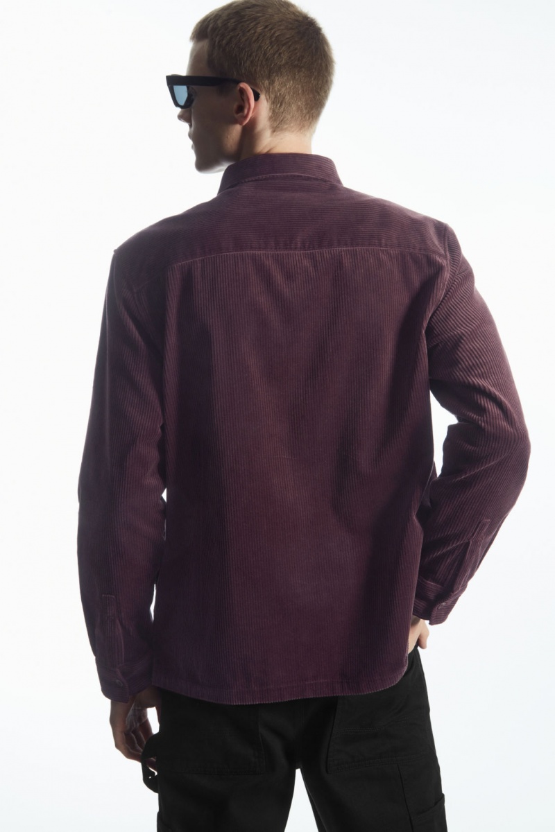 Pánské Košile COS Utility-Style Corduroy Overshirt Fialové | YXEM-16457
