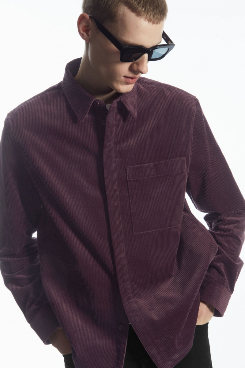 Pánské Košile COS Utility-Style Corduroy Overshirt Fialové | YXEM-16457