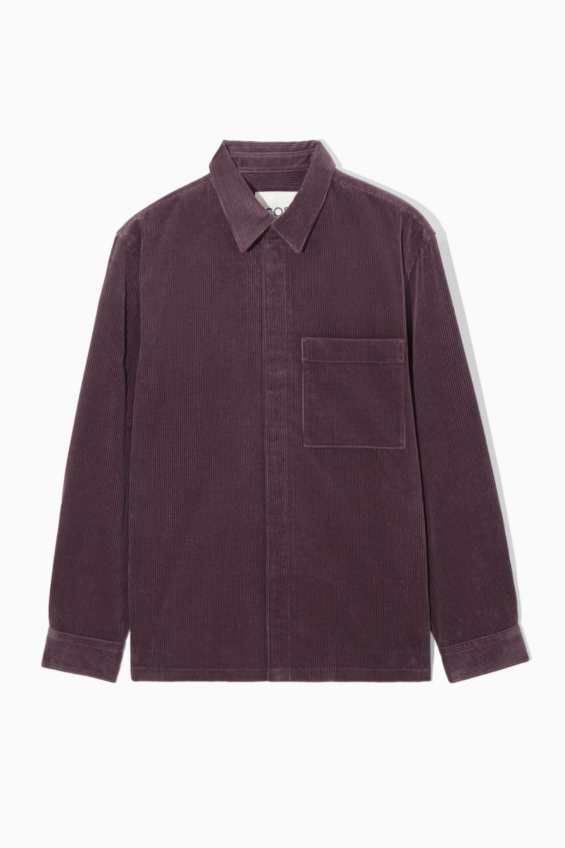 Pánské Košile COS Utility-Style Corduroy Overshirt Fialové | YXEM-16457