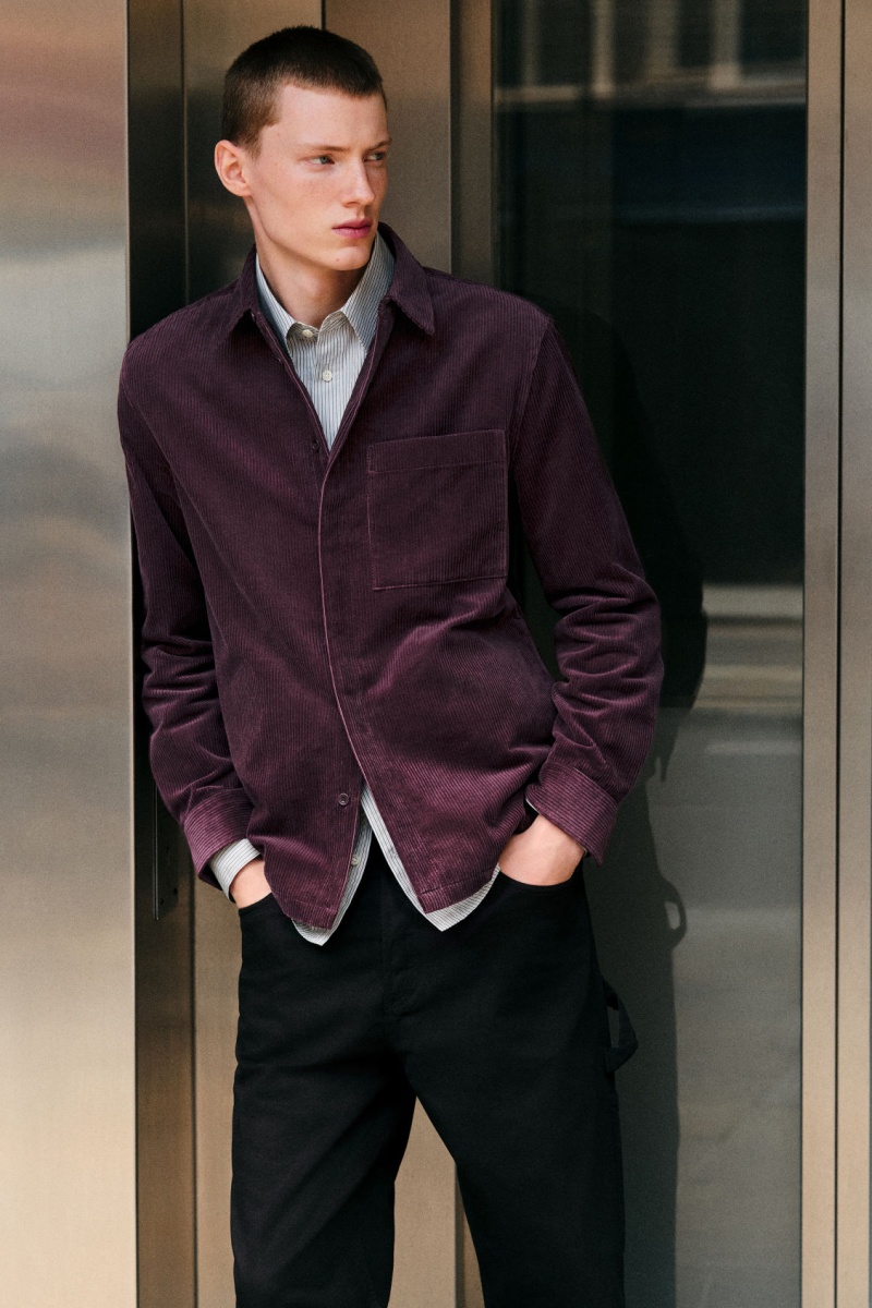Pánské Košile COS Utility-Style Corduroy Overshirt Fialové | YXEM-16457
