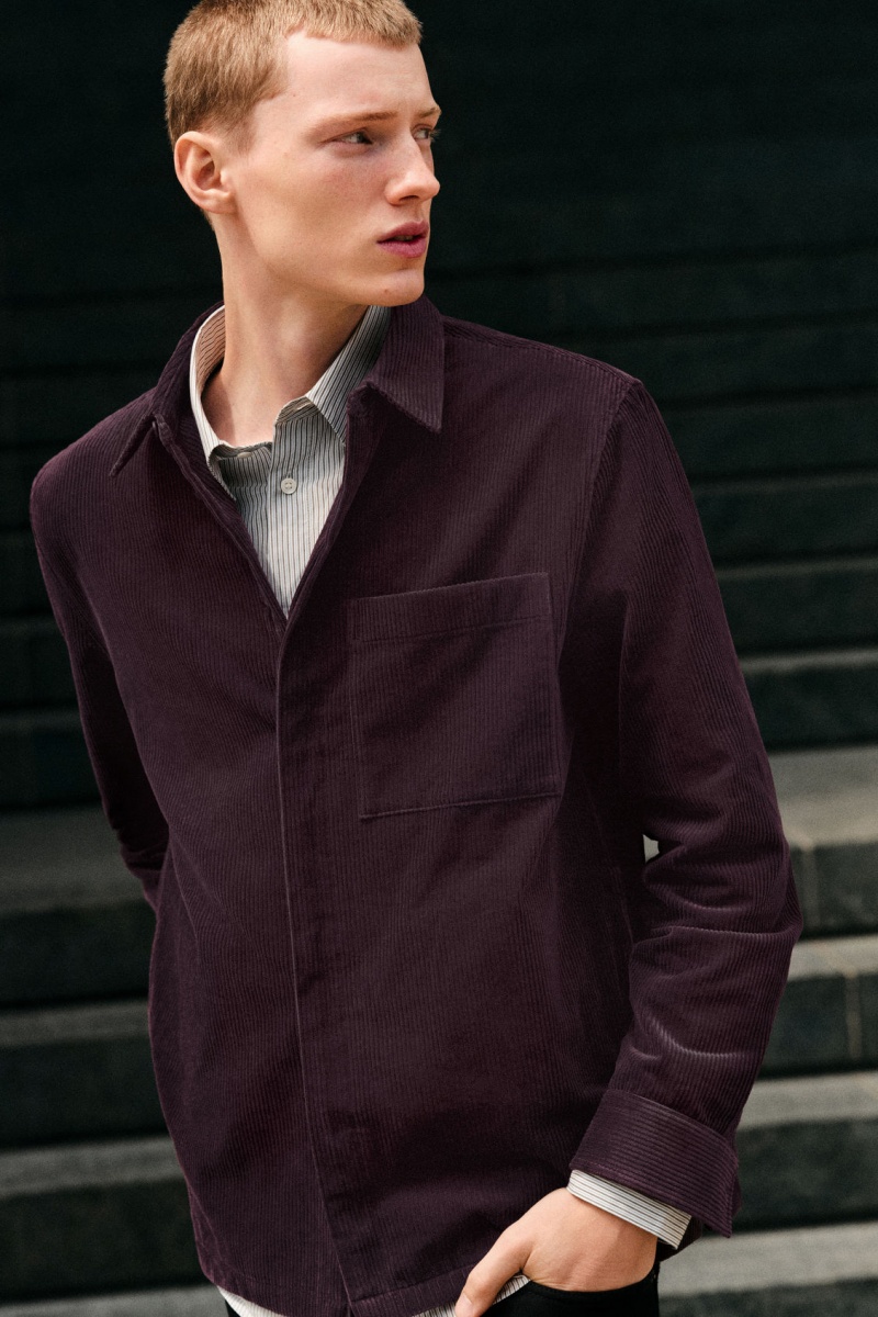 Pánské Košile COS Utility-Style Corduroy Overshirt Fialové | YXEM-16457