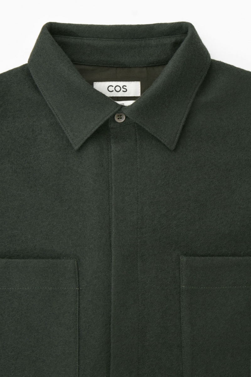 Pánské Košile COS Vlna-Jersey Overshirt Tmavě Zelene | XGFA-04765