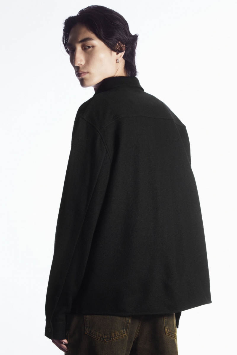 Pánské Košile COS Vlna-Jersey Overshirt Černé | UNPS-42981