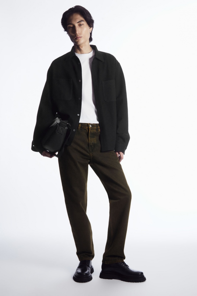 Pánské Košile COS Vlna-Jersey Overshirt Černé | UNPS-42981