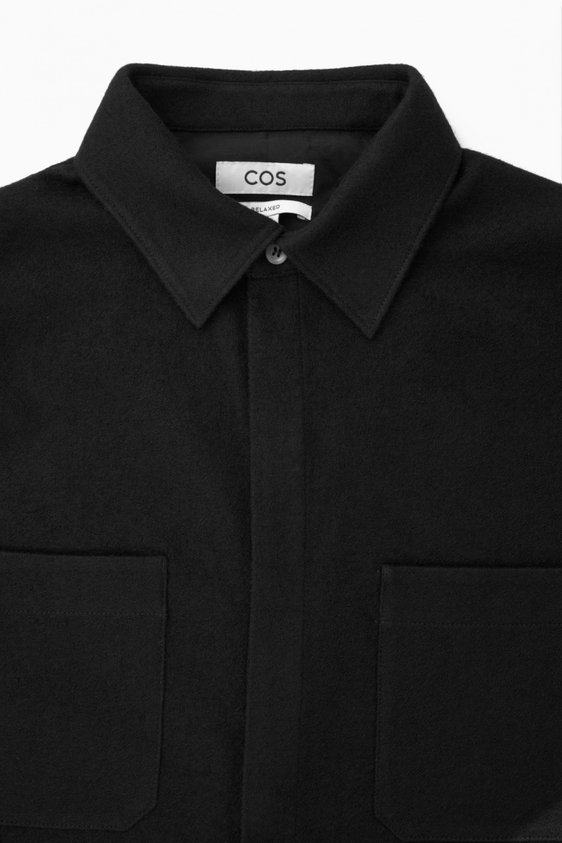 Pánské Košile COS Vlna-Jersey Overshirt Černé | UNPS-42981