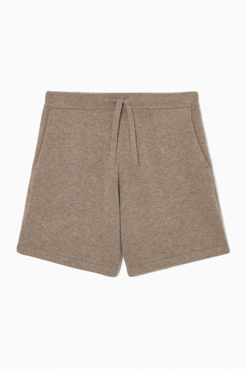 Pánské Kraťasy COS Pure Cashmere Drawstring Tmavě Béžový | RDKT-81249