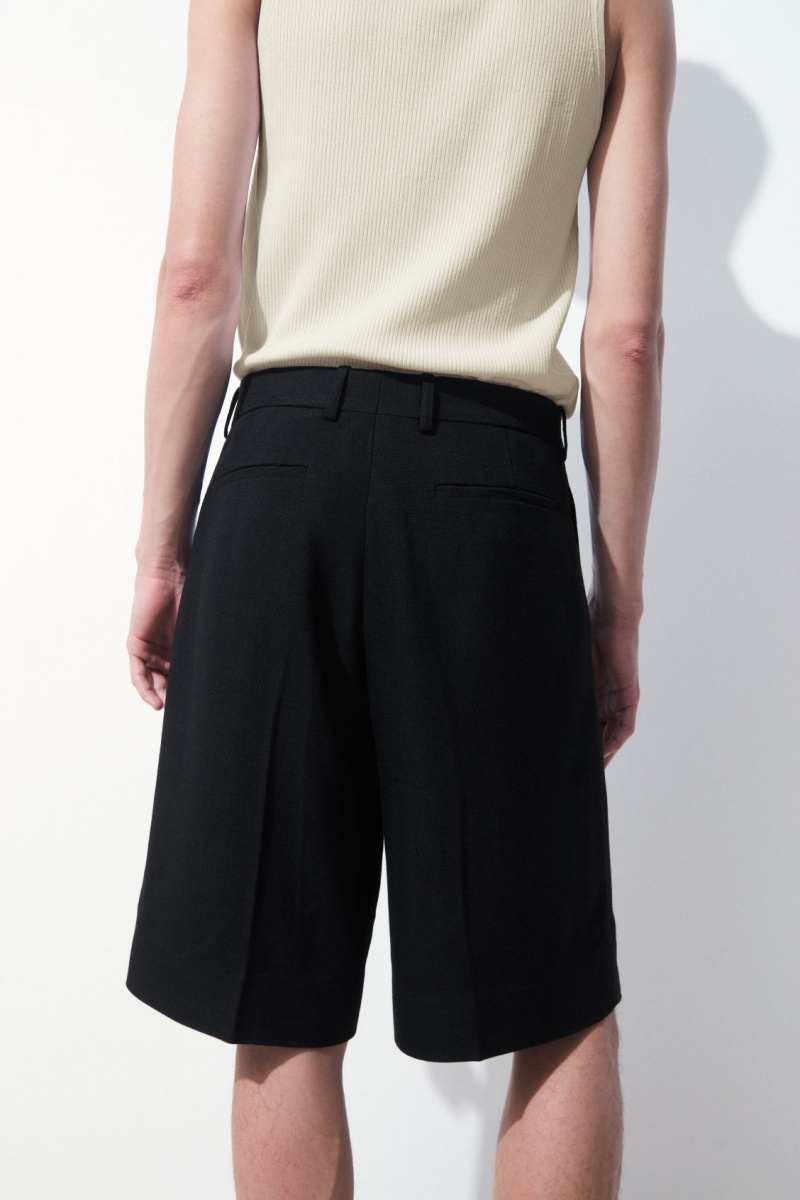 Pánské Kraťasy COS The Plisovaný Tailored Černé | BONG-90367