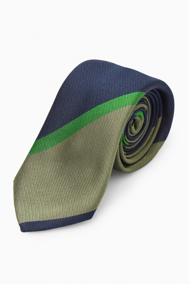 Pánské Kravaty COS Pruhovaný Pure Silk Hnědožlutý Zelene | YMKE-56082