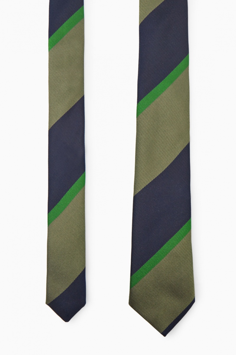 Pánské Kravaty COS Pruhovaný Pure Silk Hnědožlutý Zelene | YMKE-56082
