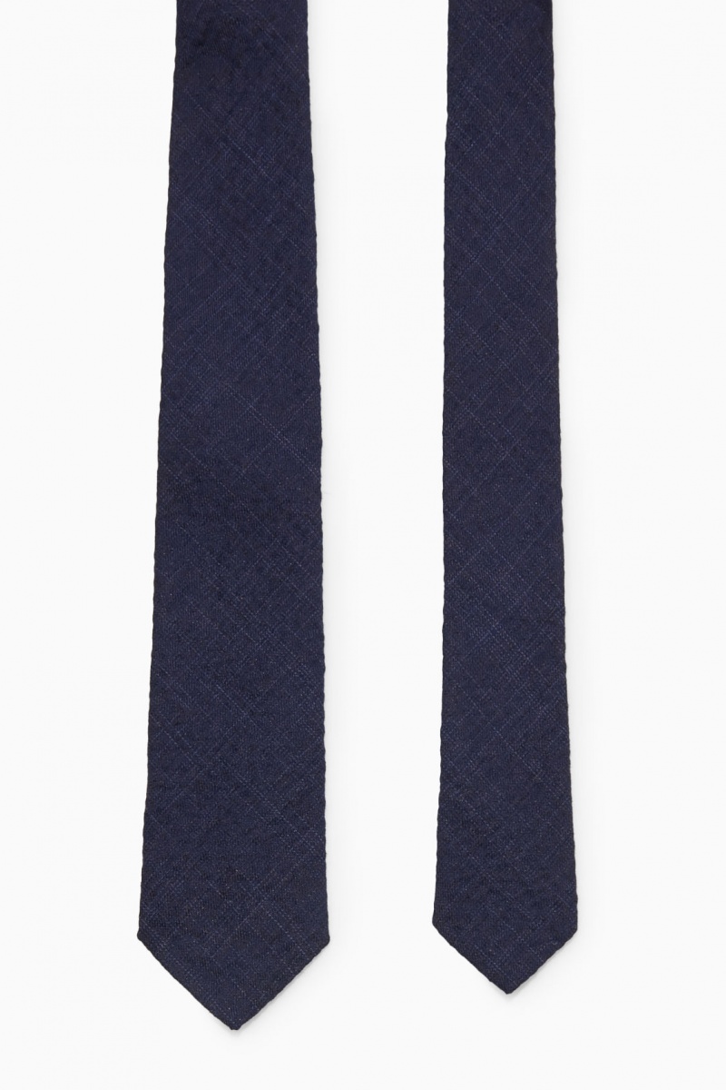 Pánské Kravaty COS Slim Checked Tmavě Blankyt | ORIM-63875