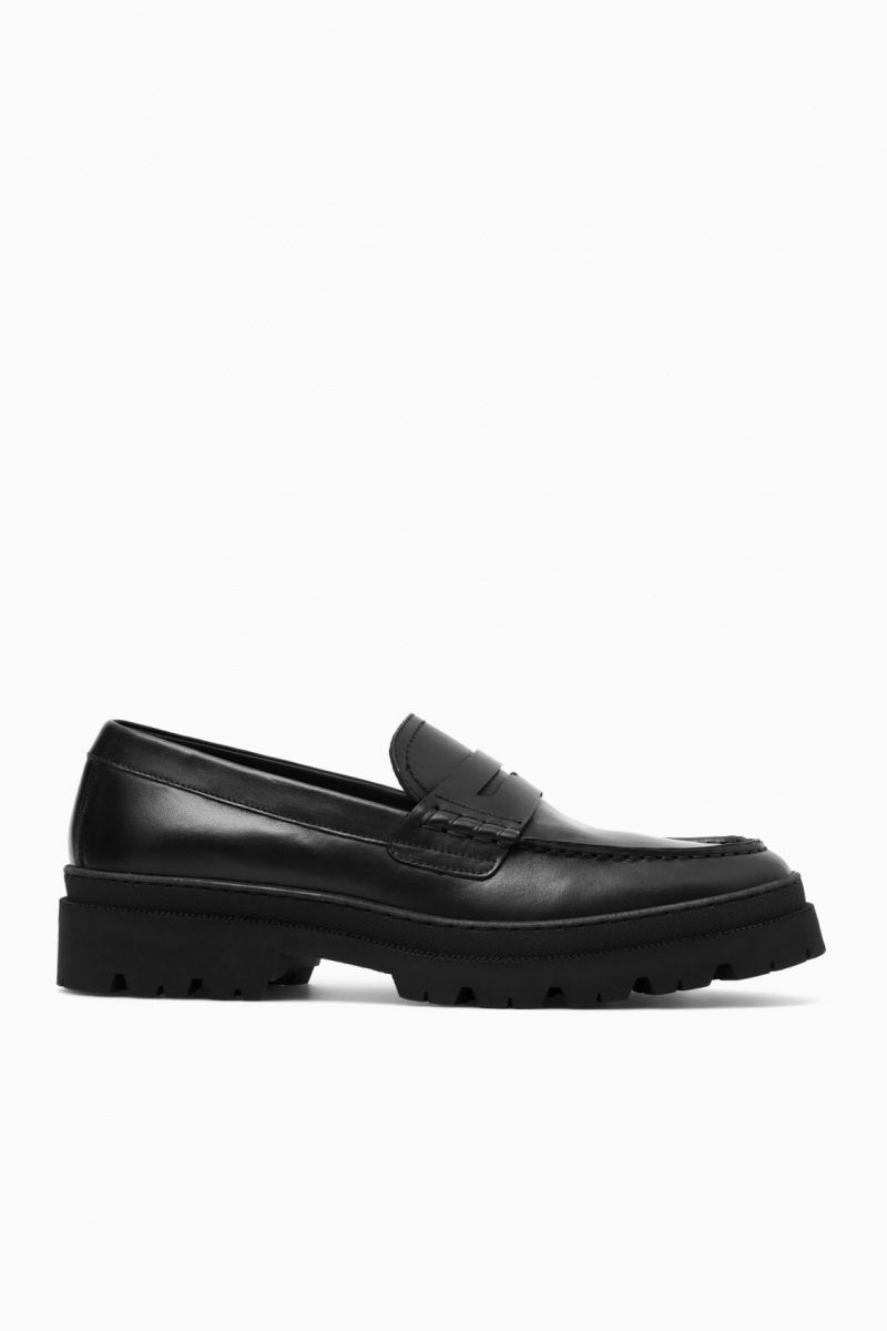 Pánské Loafers COS Tlustý Læder Černé | JDCY-37615