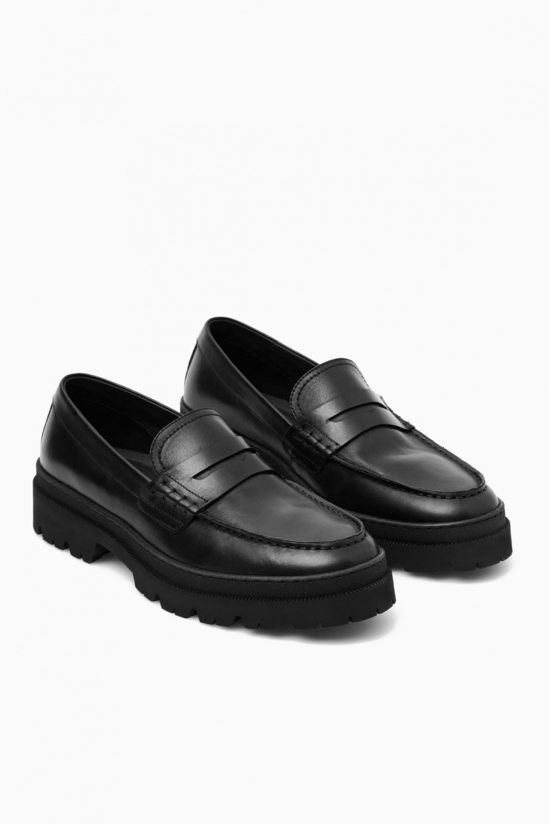 Pánské Loafers COS Tlustý Læder Černé | JDCY-37615