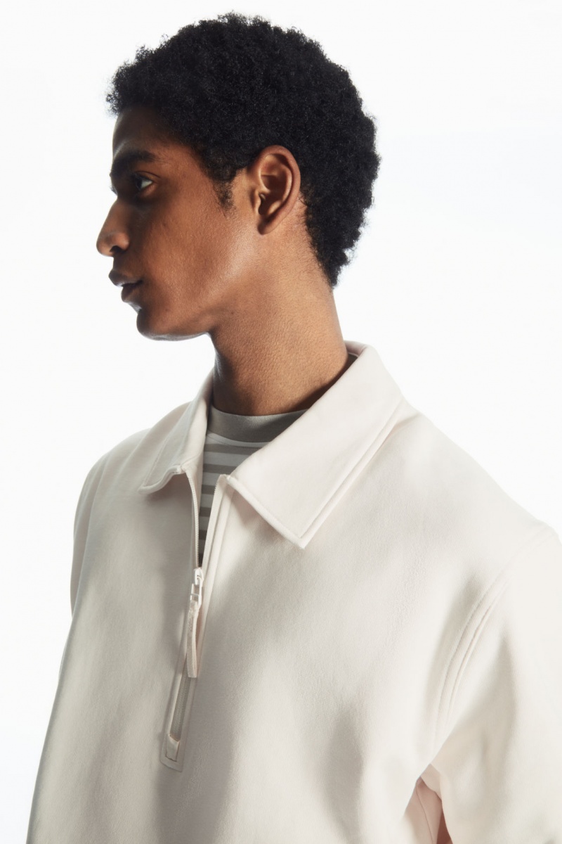 Pánské Mikina COS Collared Half-Zip Krém | OAHB-89741