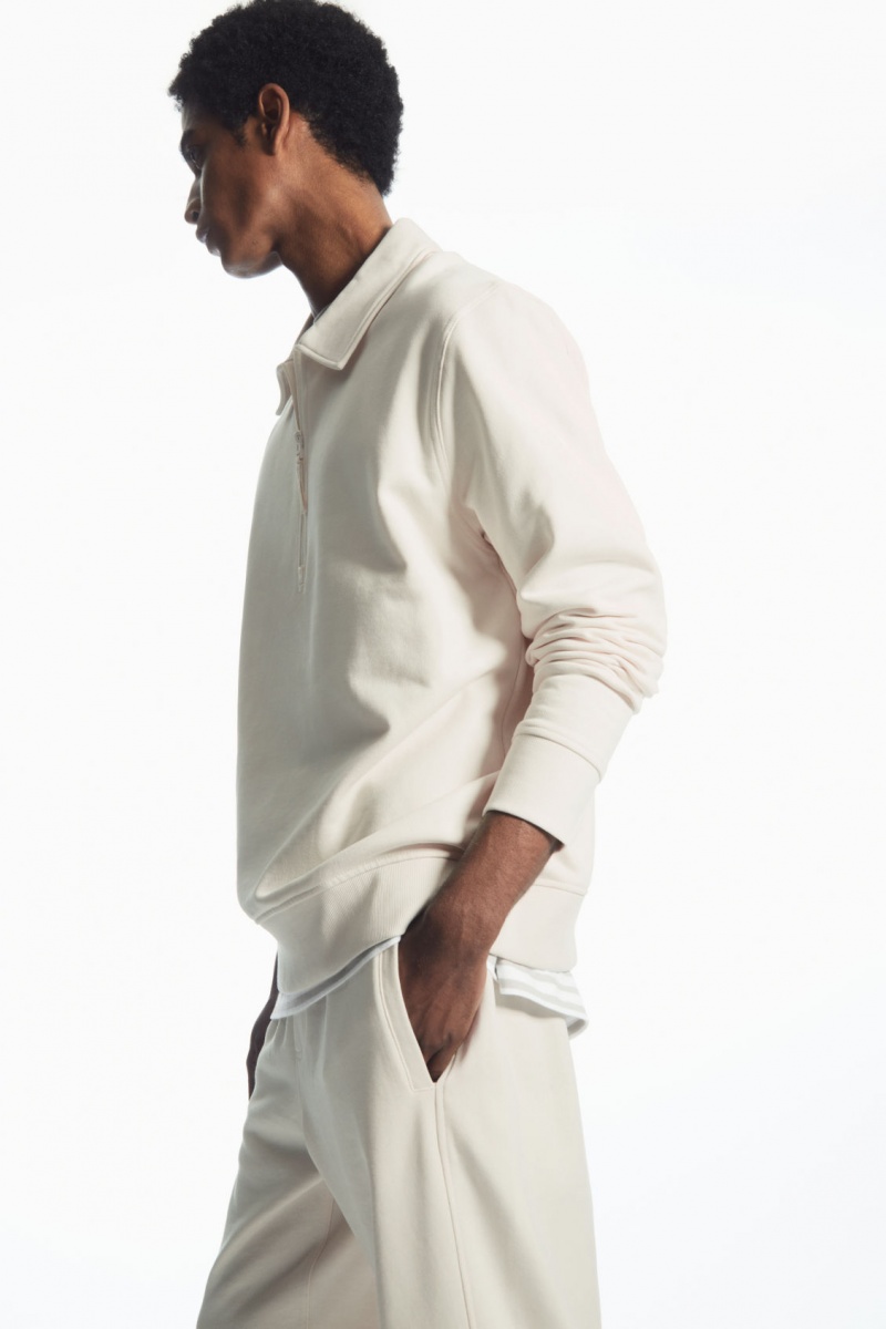 Pánské Mikina COS Collared Half-Zip Krém | OAHB-89741