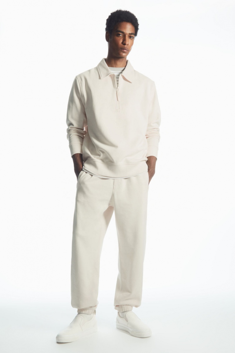 Pánské Mikina COS Collared Half-Zip Krém | OAHB-89741