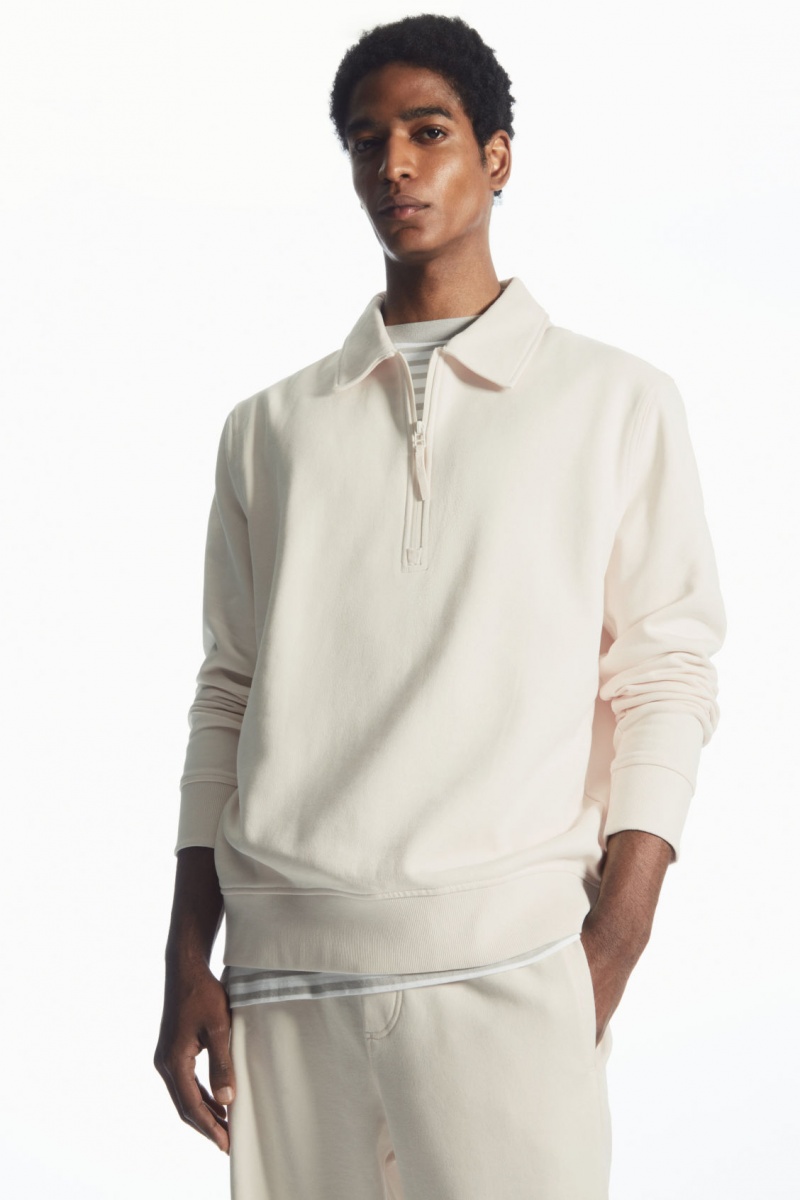 Pánské Mikina COS Collared Half-Zip Krém | OAHB-89741