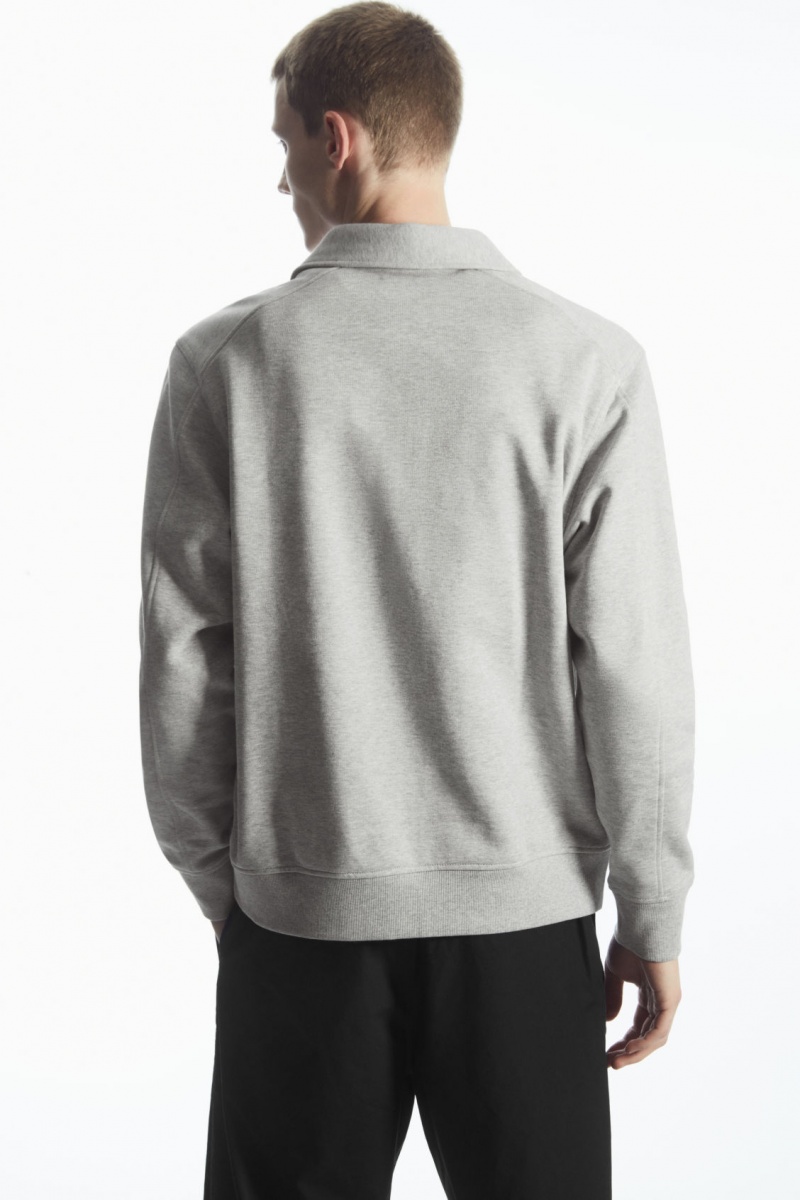 Pánské Mikina COS Collared Half-Zip Šedé | JDMC-04673
