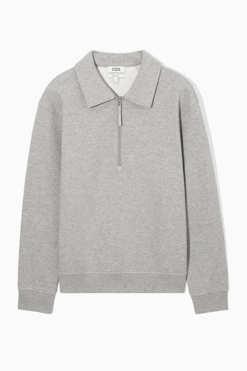 Pánské Mikina COS Collared Half-Zip Šedé | JDMC-04673
