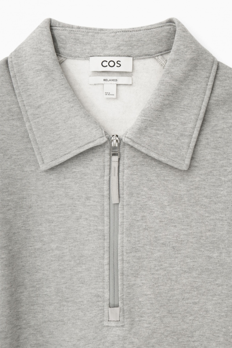 Pánské Mikina COS Collared Half-Zip Šedé | JDMC-04673