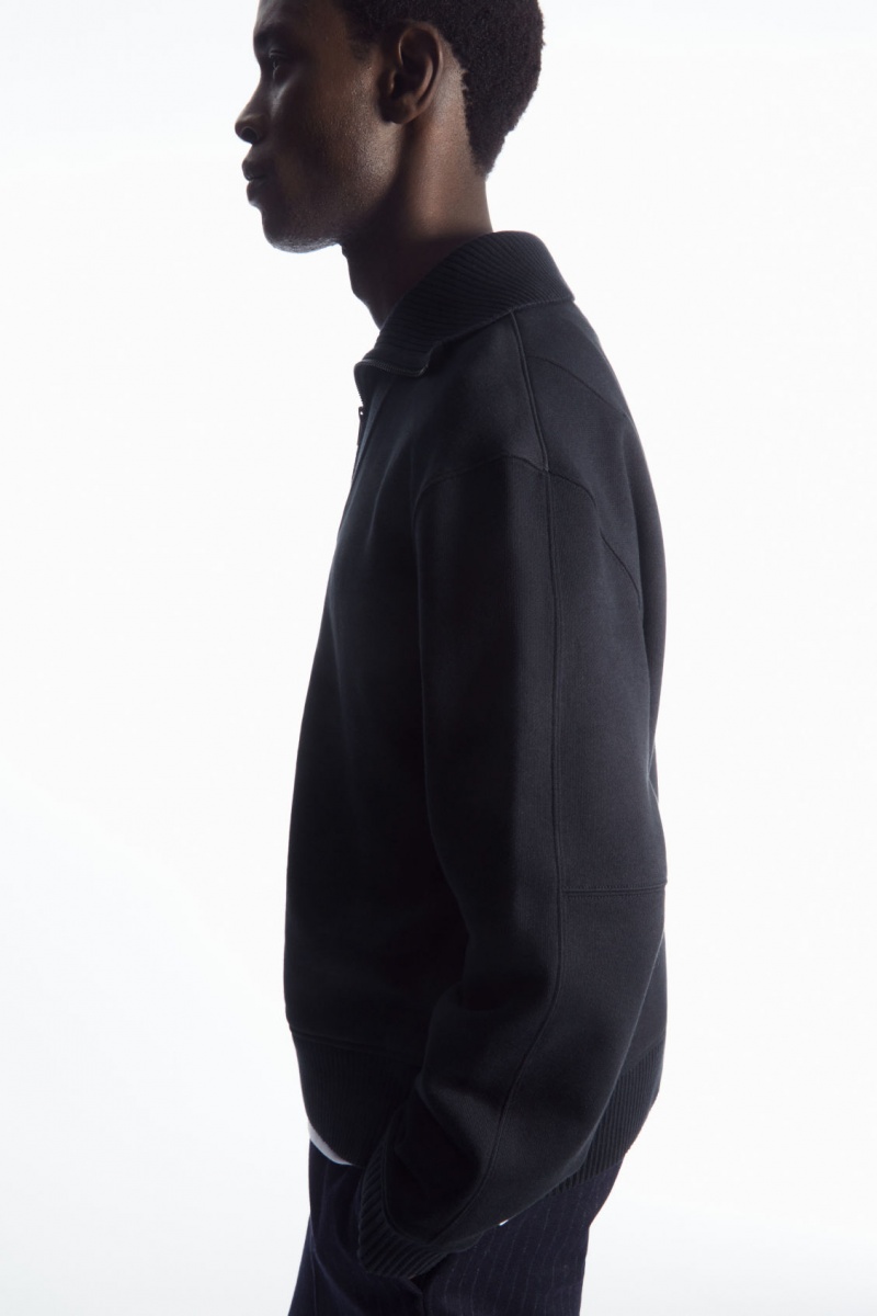 Pánské Mikina COS Funnel-Neck Half-Zip Tmavě Blankyt | FRAT-32917