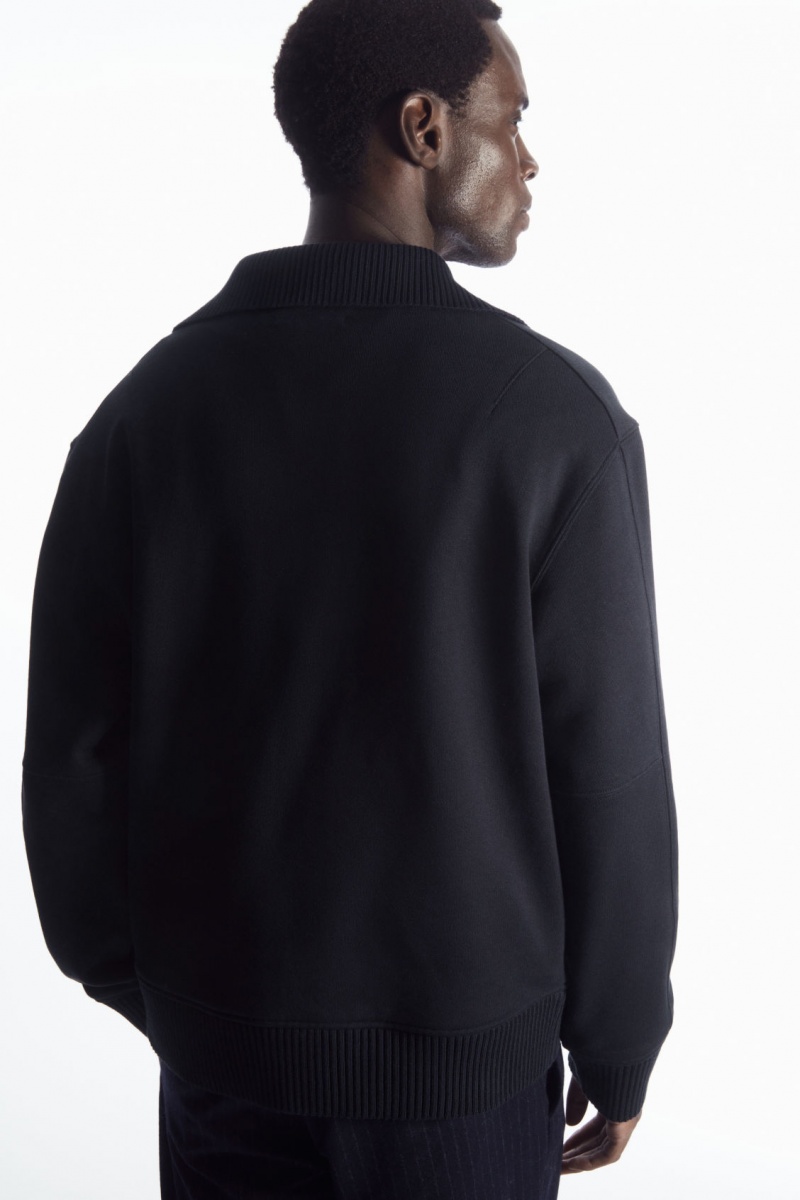 Pánské Mikina COS Funnel-Neck Half-Zip Tmavě Blankyt | FRAT-32917