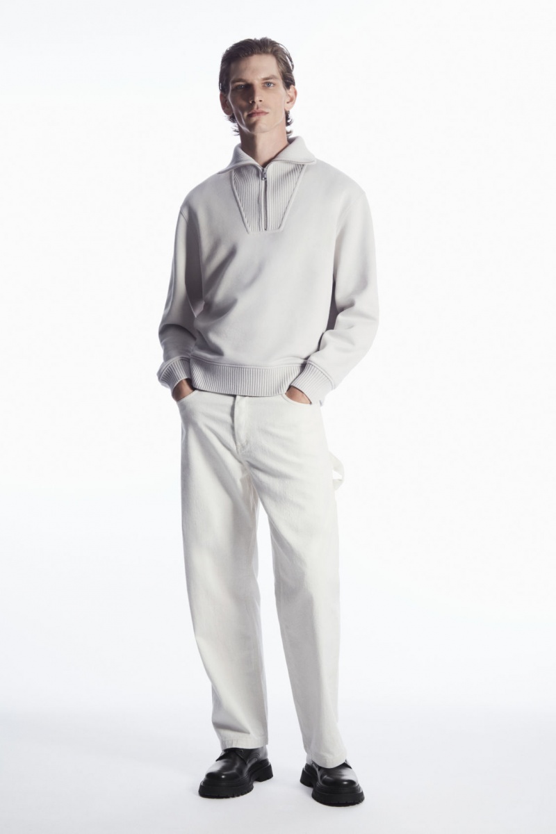 Pánské Mikina COS Funnel-Neck Half-Zip Šedé | PZEU-21895