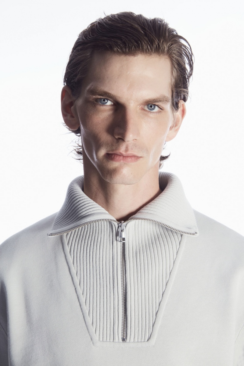 Pánské Mikina COS Funnel-Neck Half-Zip Šedé | PZEU-21895