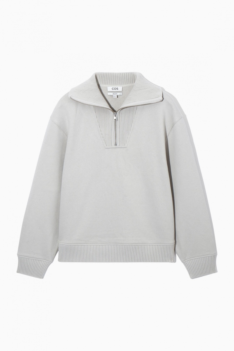 Pánské Mikina COS Funnel-Neck Half-Zip Šedé | PZEU-21895