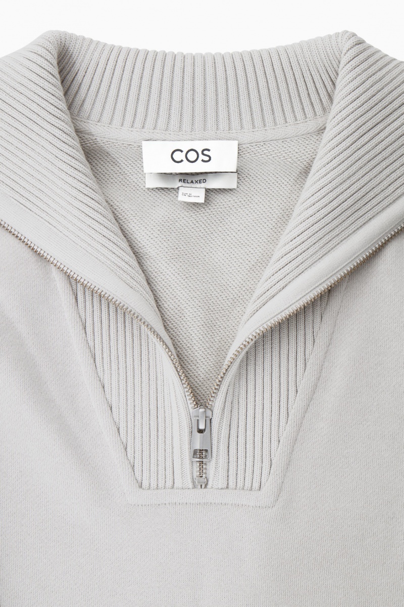 Pánské Mikina COS Funnel-Neck Half-Zip Šedé | PZEU-21895