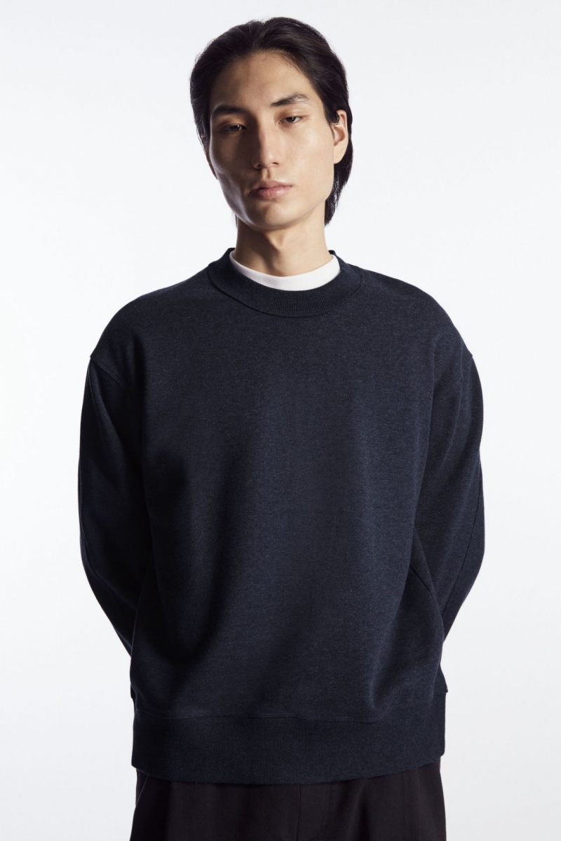 Pánské Mikina COS Mock-Neck Tmavě Blankyt | EMZU-35789