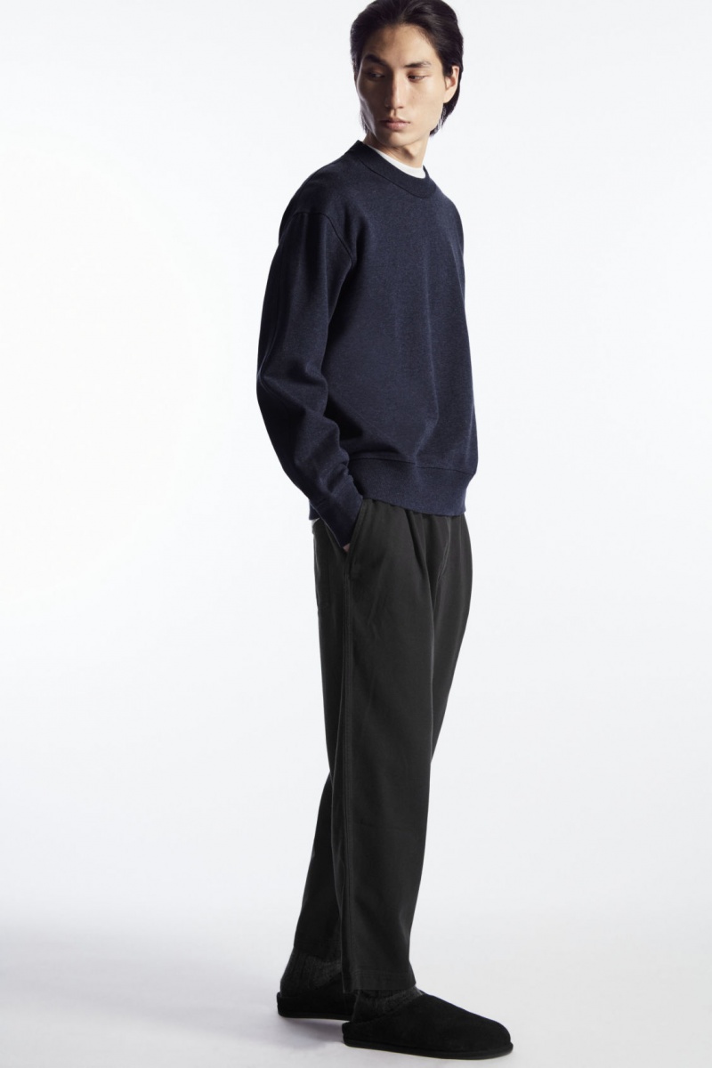 Pánské Mikina COS Mock-Neck Tmavě Blankyt | EMZU-35789