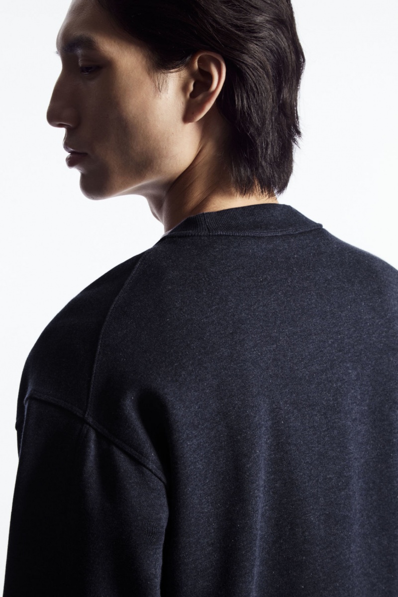 Pánské Mikina COS Mock-Neck Tmavě Blankyt | EMZU-35789