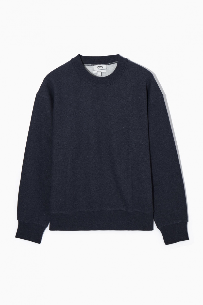 Pánské Mikina COS Mock-Neck Tmavě Blankyt | EMZU-35789