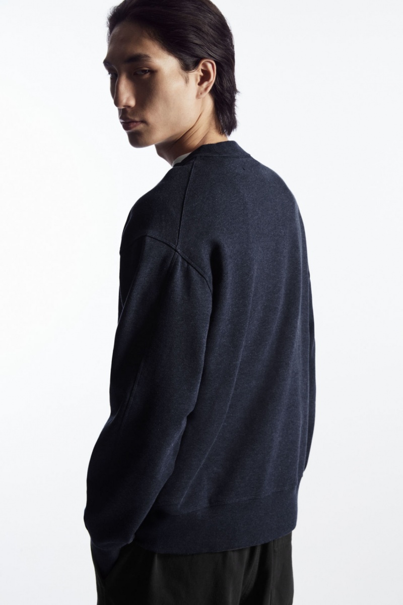 Pánské Mikina COS Mock-Neck Tmavě Blankyt | EMZU-35789