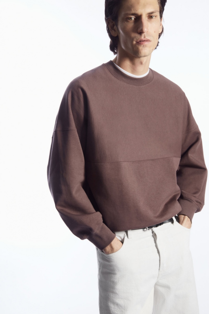Pánské Mikina COS Oversized Exposed-Seam Fialové | LPKI-31579