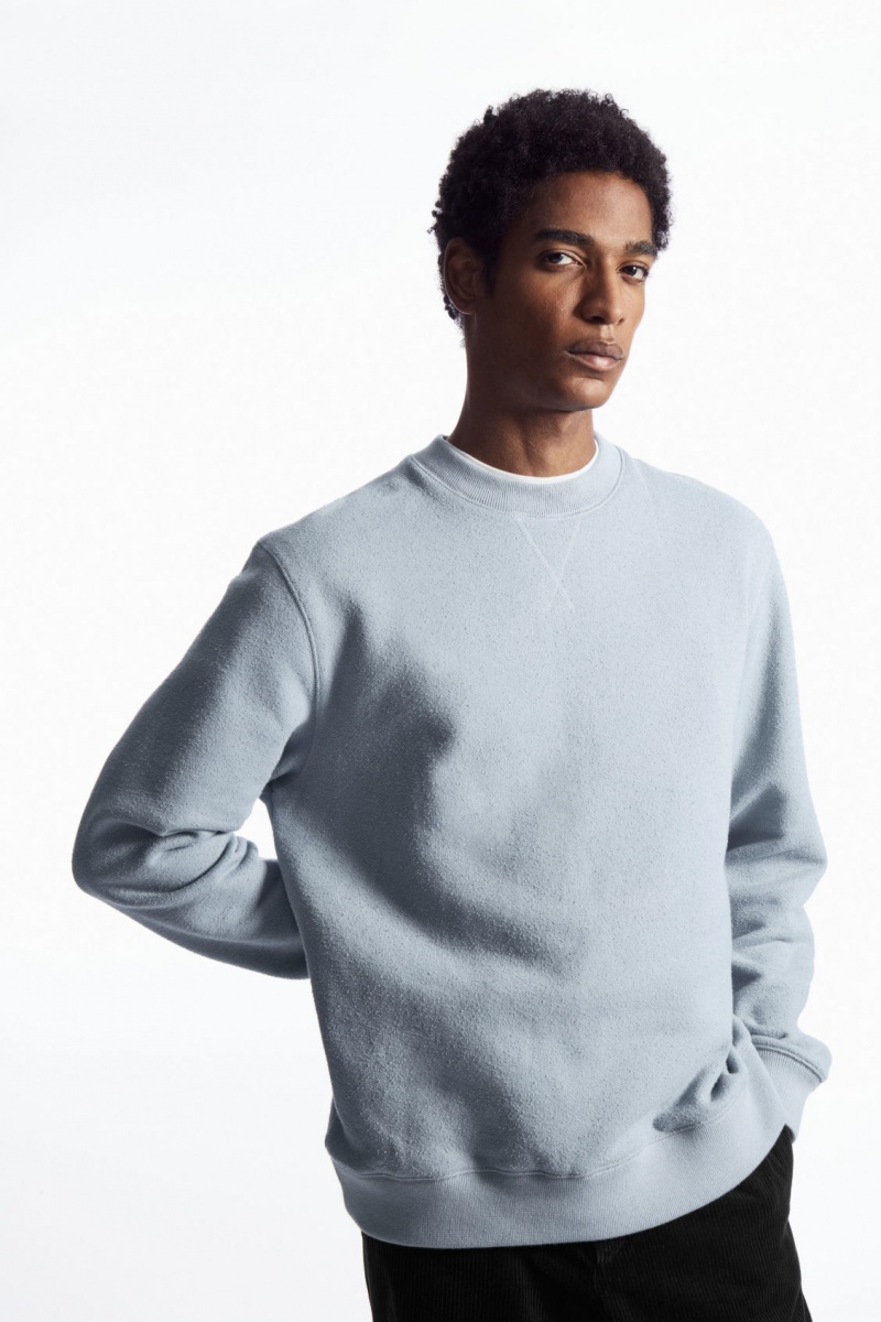 Pánské Mikina COS Textured-Jersey Světle Blankyt | TOKF-18967