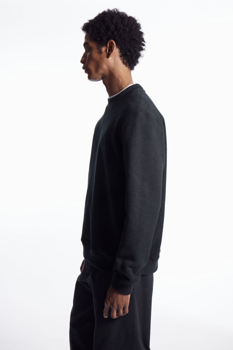 Pánské Mikina COS Textured-Jersey Tmavě Blankyt | YQDF-43517