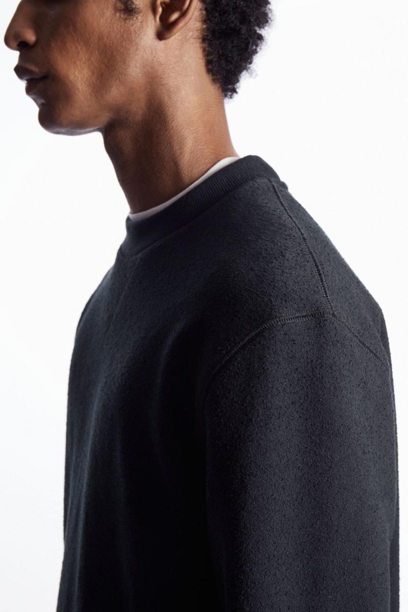 Pánské Mikina COS Textured-Jersey Tmavě Blankyt | YQDF-43517