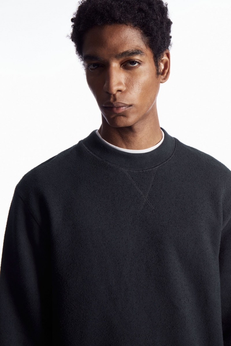 Pánské Mikina COS Textured-Jersey Tmavě Blankyt | YQDF-43517