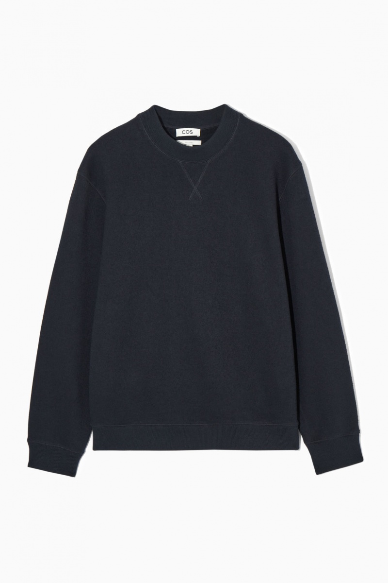 Pánské Mikina COS Textured-Jersey Tmavě Blankyt | YQDF-43517