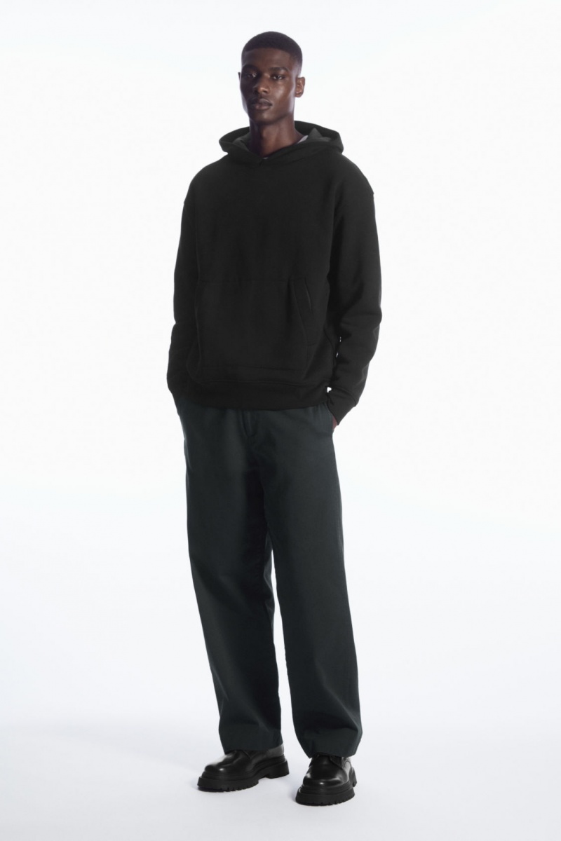 Pánské Mikina s Kapucí COS Double-Layered Jersey Černé Šedé | JDMT-30917