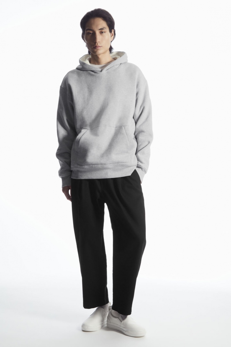 Pánské Mikina s Kapucí COS Double-Layered Jersey Šedé Bílé | TGXA-50962