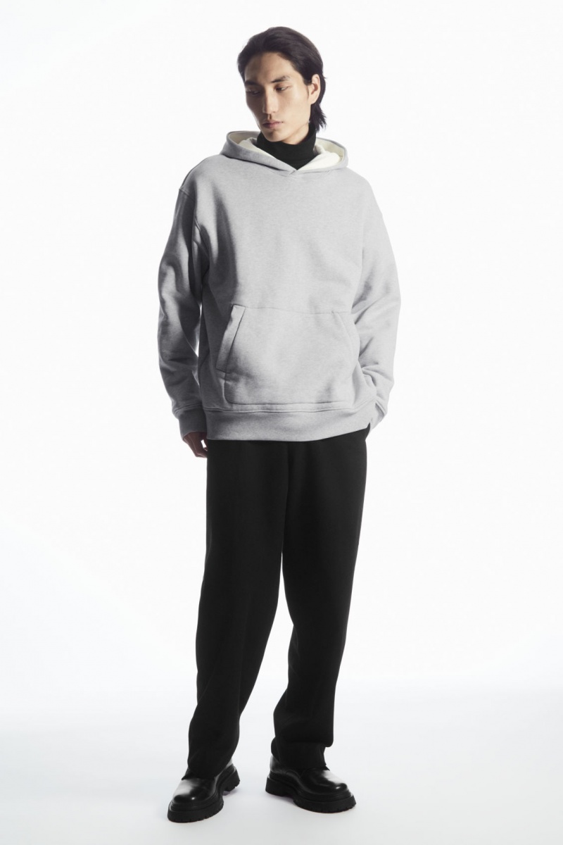 Pánské Mikina s Kapucí COS Double-Layered Jersey Šedé Bílé | TGXA-50962