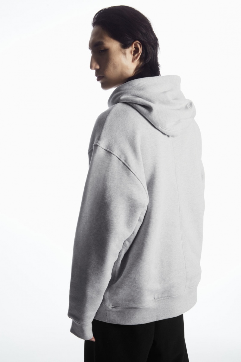 Pánské Mikina s Kapucí COS Double-Layered Jersey Šedé Bílé | TGXA-50962