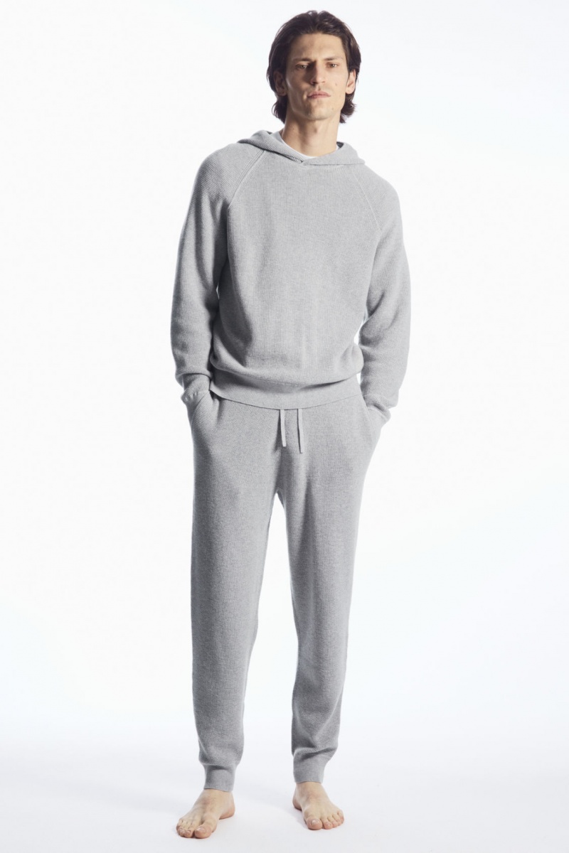 Pánské Mikina s Kapucí COS Waffle-Knit Cashmere-Blend Šedé | IRFK-80142