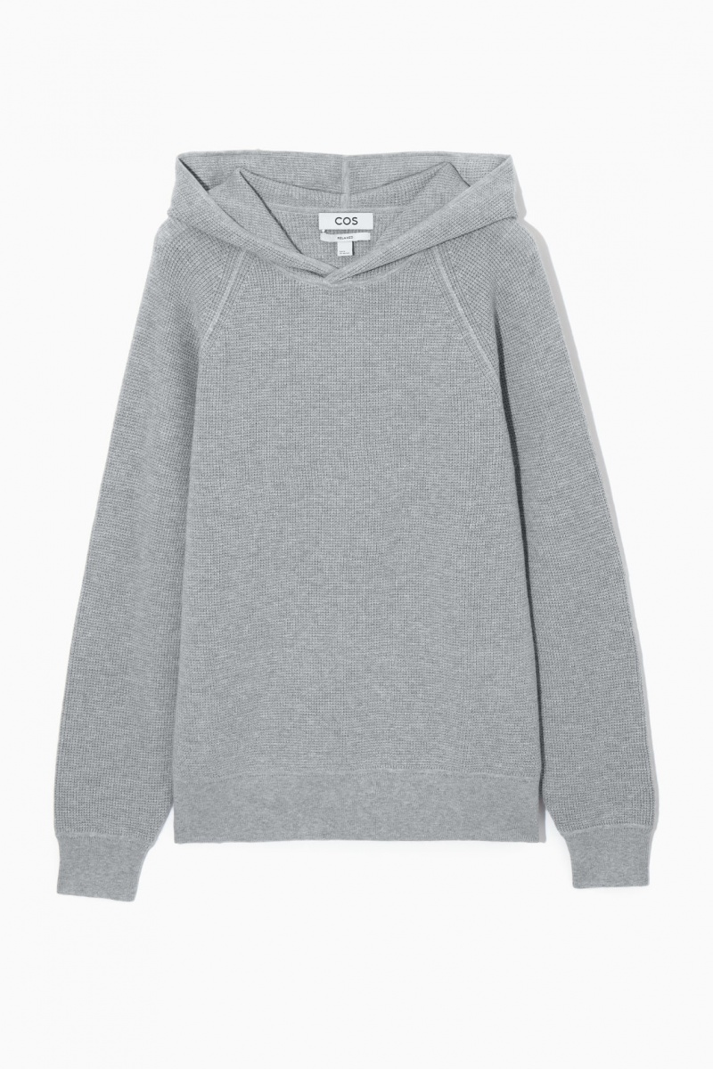 Pánské Mikina s Kapucí COS Waffle-Knit Cashmere-Blend Šedé | IRFK-80142